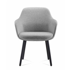 ASPEN TUB LOUNGE CHAIR 640W x 640D x 850mmH 4 Leg Black Steel Frame Grey Seat